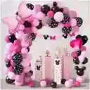 Kit Arco De Globos Rosa Negro Fucsia Mickey Mouse Minnie