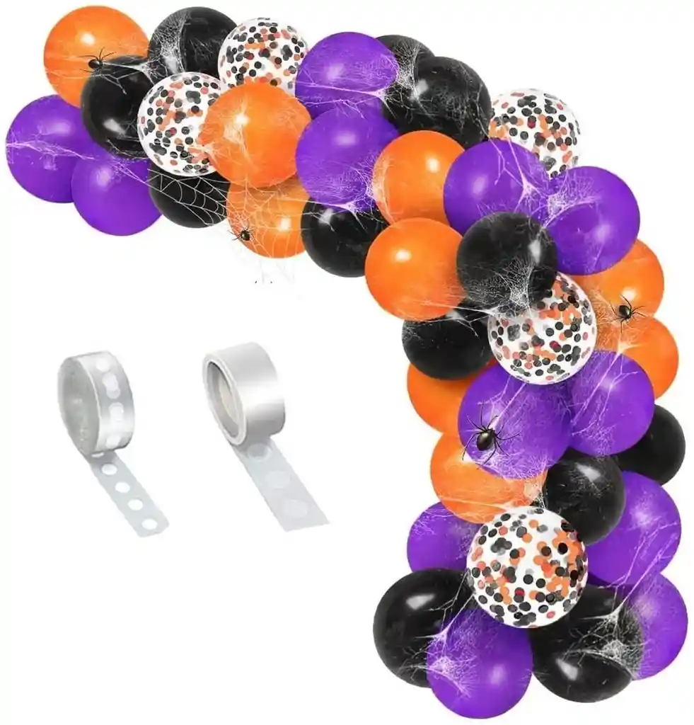 Globos Halloween Dia De Los Niños Naranja Negro Morado