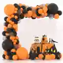 Globos Arco Halloween Niños Negro Naranja