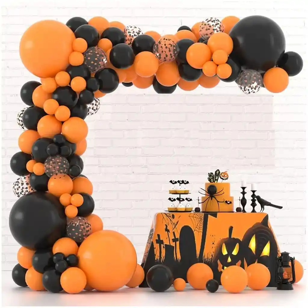 Globos Arco Halloween Niños Negro Naranja