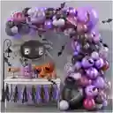 Globos Arco Halloween Araña Niños Negro Morado