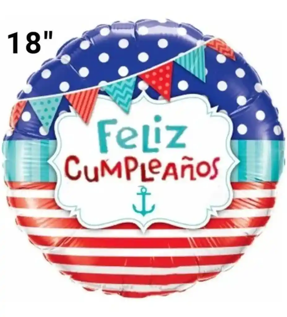 Globo Fiesta Marina Mar Feliz Cumpleaños Azul 45x45cm