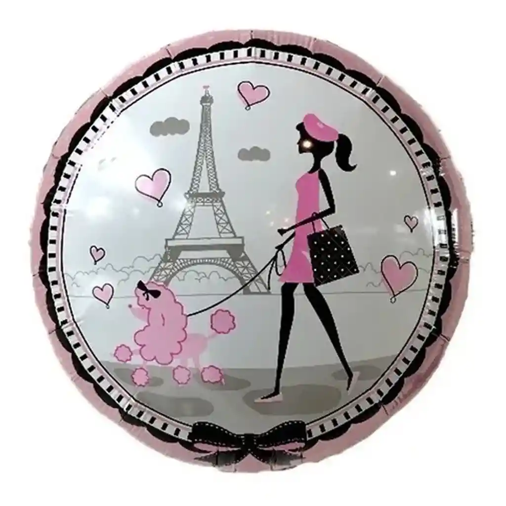 Globo Eiffel Paris Chica Compras Amor 45x45cm