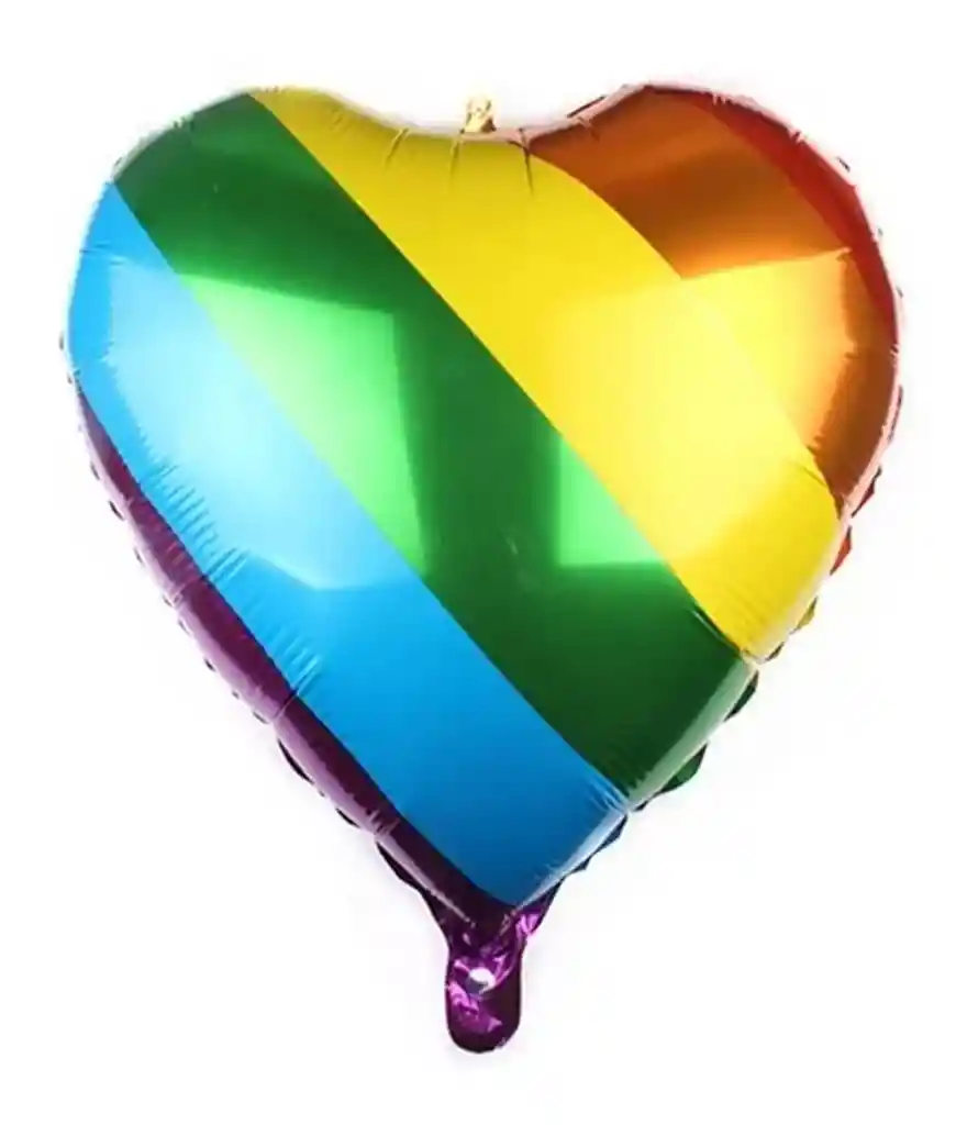 Globos Corazon Metalizado Bandera Arcoiris 60x60cm