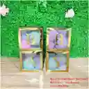 Caja Para Globos Cubo Dorado Baby Shower X 4 Unidades