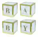 Caja Para Globos Cubo Dorado Baby Shower X 4 Unidades