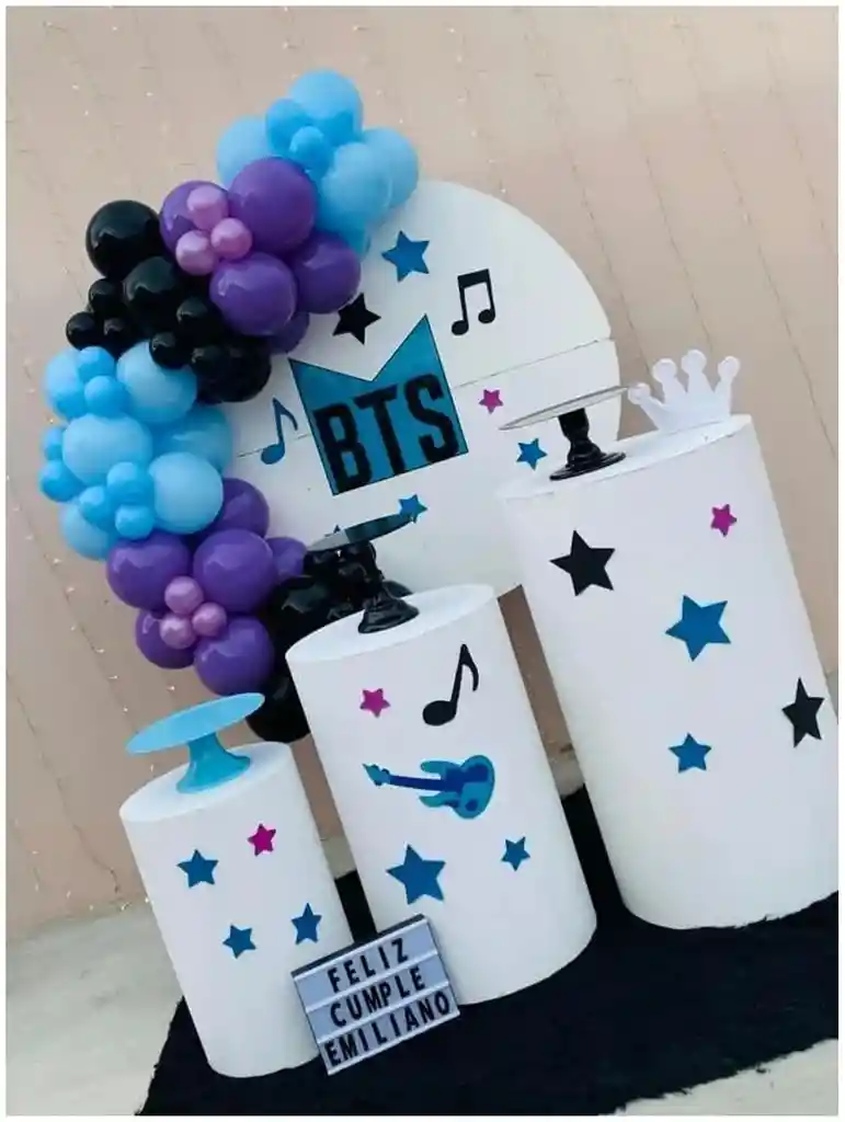 Globos Arco Negro Morado Azul Bts Pop Coreano