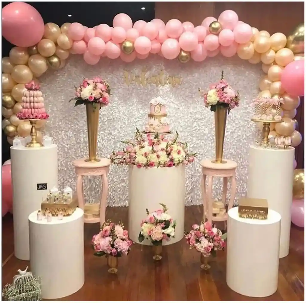 Decoracion Globos Arco Rosado Dorado Boda Cumpleaños Dorado