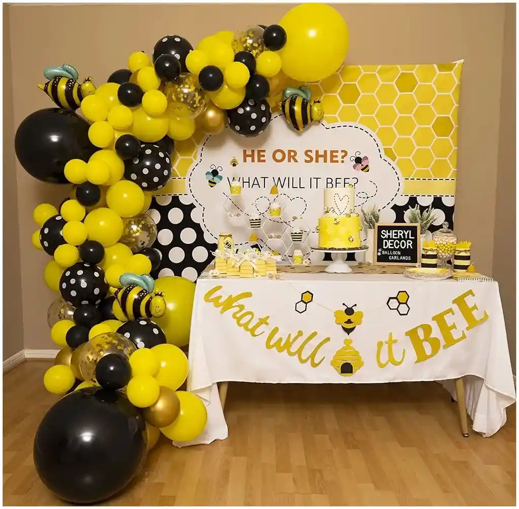 Decoracion Globos Negro Amarillo Abeja Granja Cumpleaños