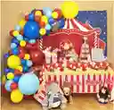 Decoracion Globos Arco Circo Payaso Rojo Azul Cumpleaños