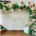 Decoracion Globos Verde Blanco Dorado Cumpleaños Boda Grado