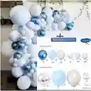 Decoracion Arco Globos Blanco Azul Boda Grado Cumpleaños