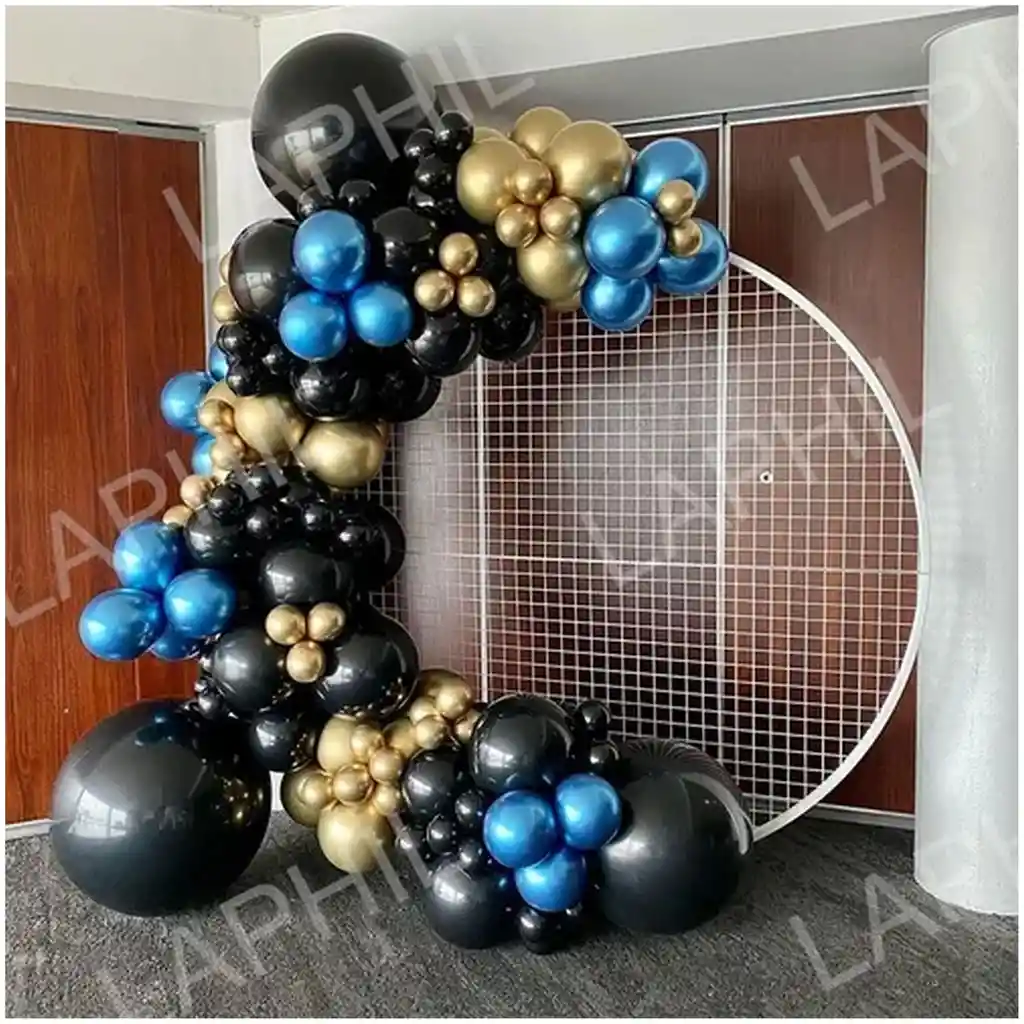 Decoracion Arco Azul Negro Globos Boda Grado Cumpleaños