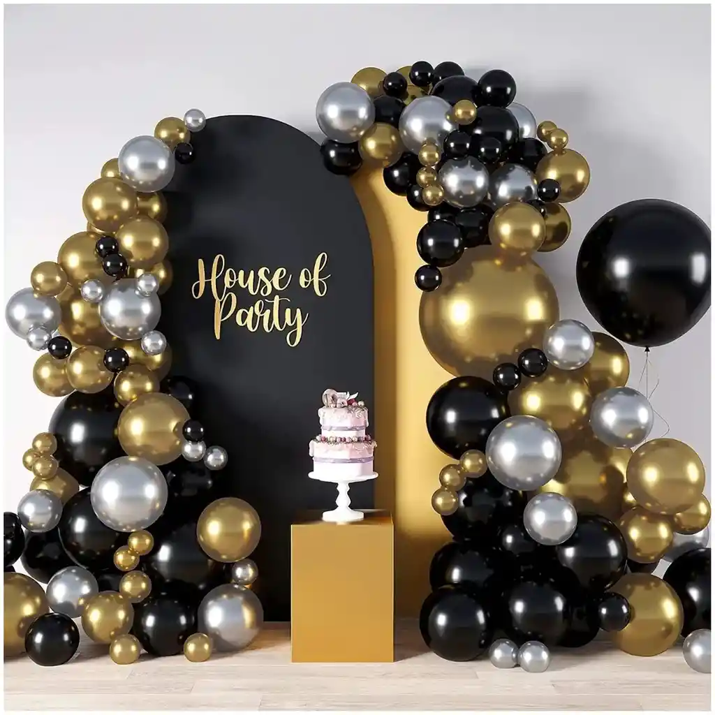 Globos De Año Nuevo Fin De Año Boda Grado Dorado Negro