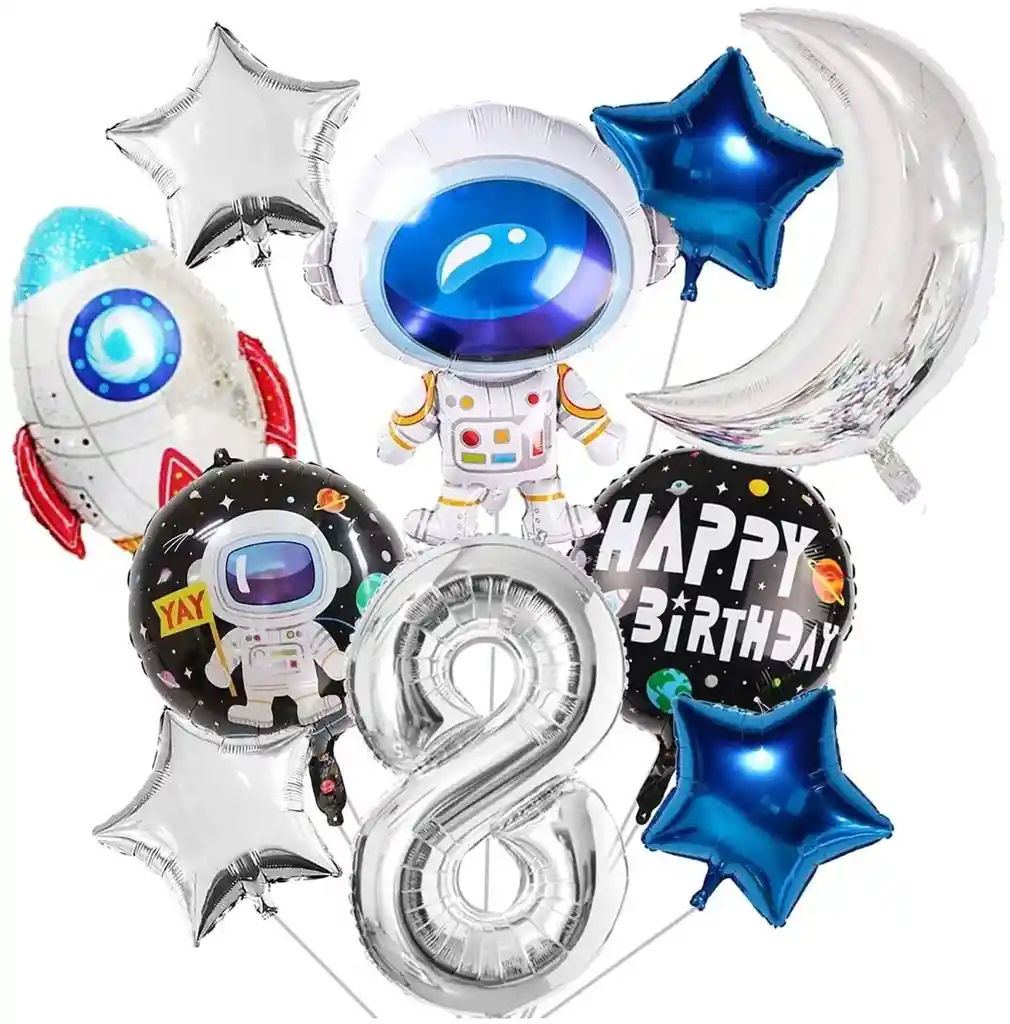 Globos Astronauta Luna Cohete Espacial Feliz Cumpleaños # 8