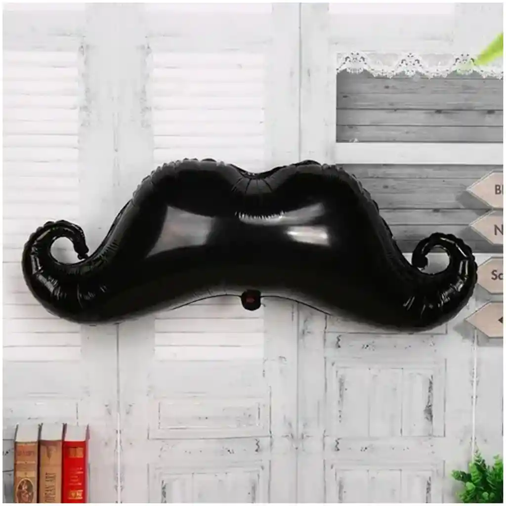 Globo Bigote Negro Gigante Decoracion 106x46cm