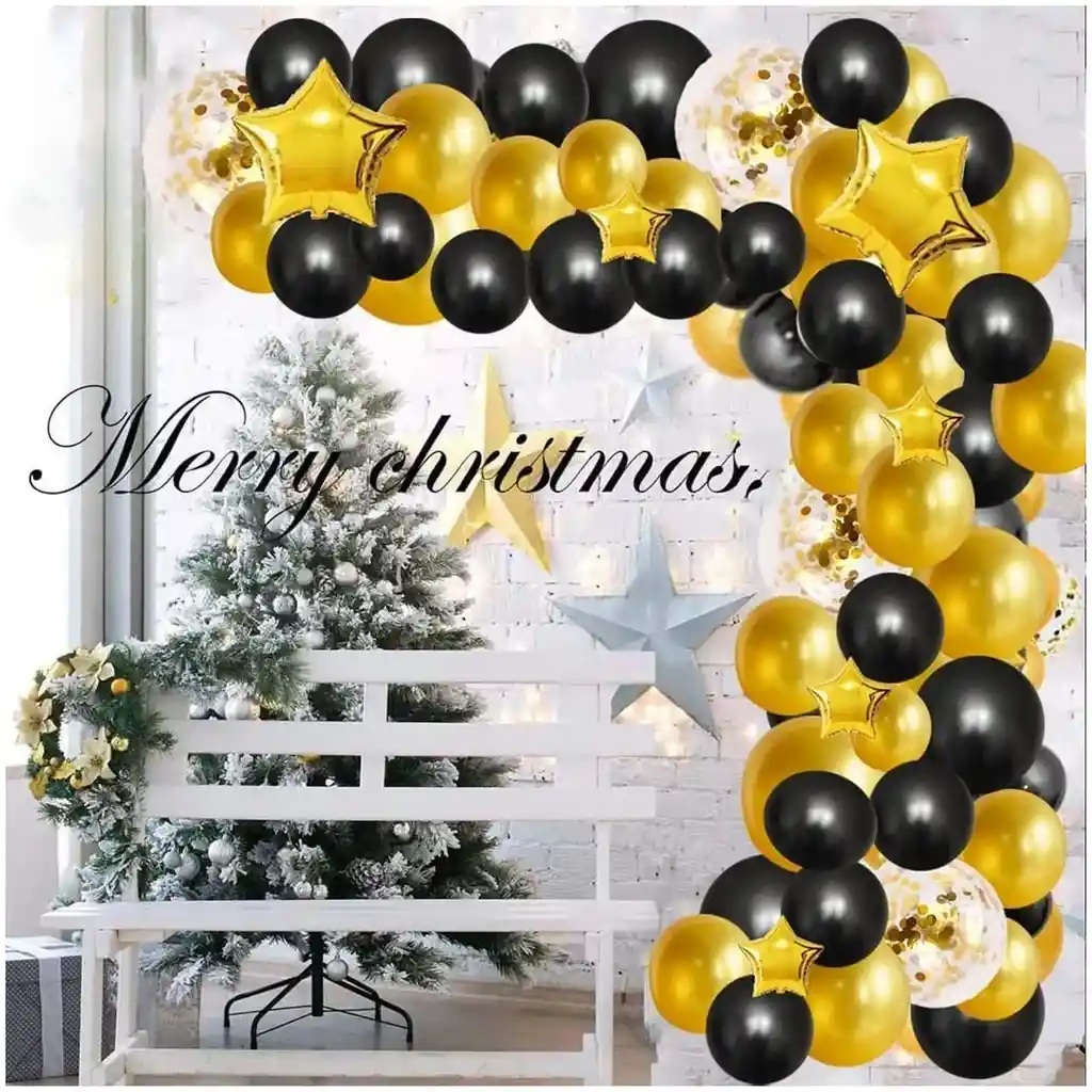 Globos De Fin De Año Nuevo Numero Dorado Negro