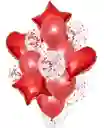 Globos Decoracion Corazon Estrellas Roja Confetti Rojo