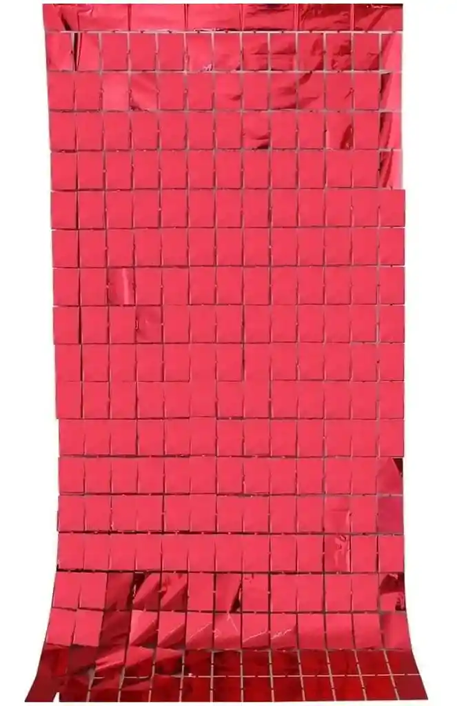 Cortina Metalizada Fiesta Fondo Decorativo Cuadros Roja