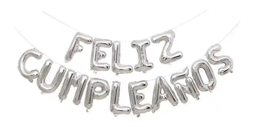 Globo Feliz Cumpleaños Happy Birthday Plateado Letras 40 Cm