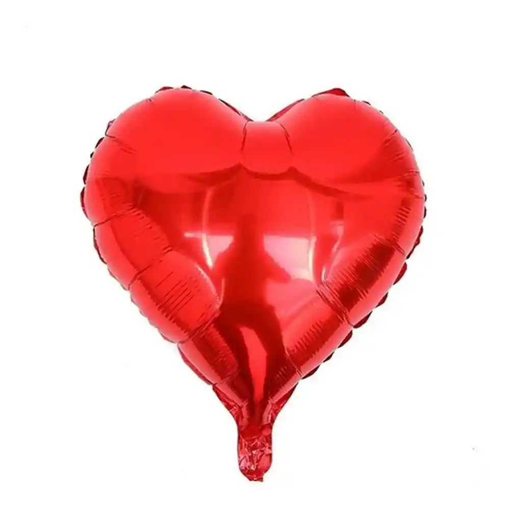 Globo Metalizado Corazón Liso Brillante 45x45cm Rojo