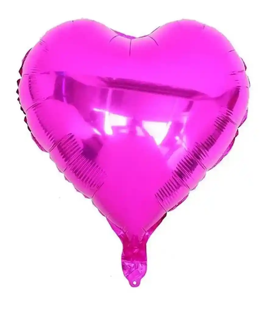 Globo Metalizado Corazón Liso Brillante 45x45cm Fucsia