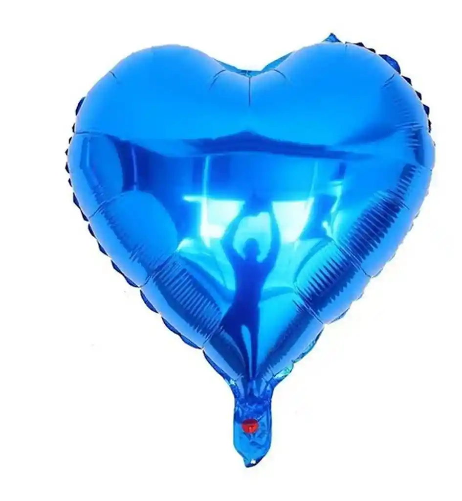 Globo Metalizado Corazón Liso Brillante 45x45cm Azul