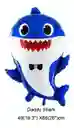 Globo Metalizado Baby Shark Bebe Tiburon Daddy Azul 49x66cm