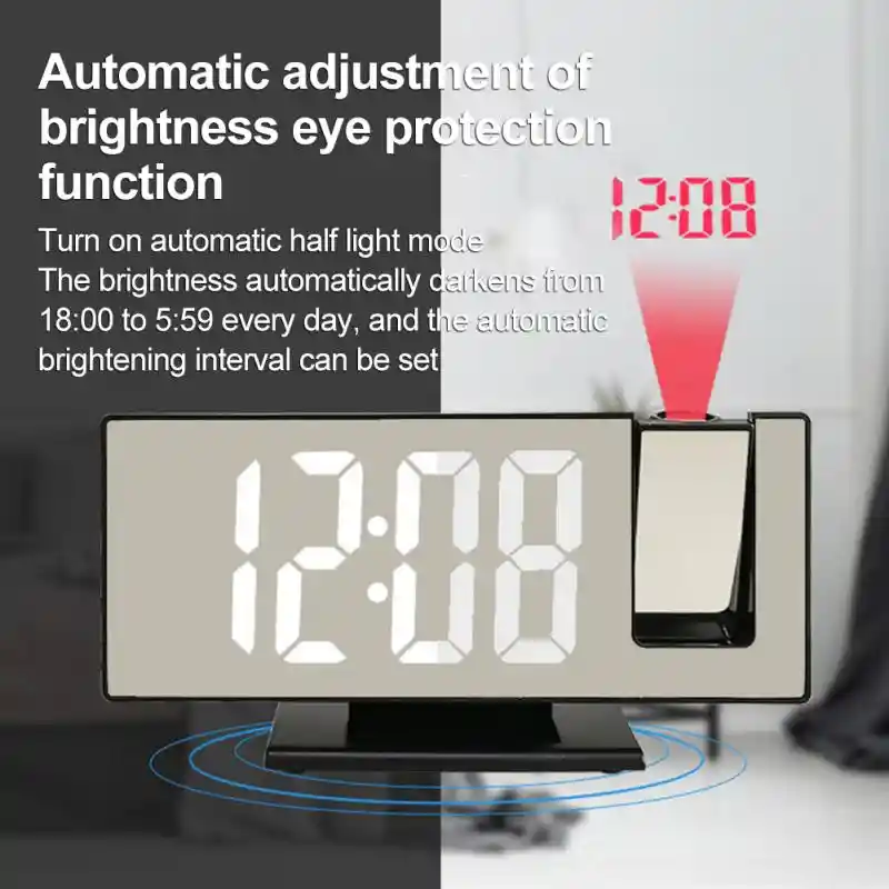 Reloj Despertador Digital Alarma Lcd Proyector Hora Espejo