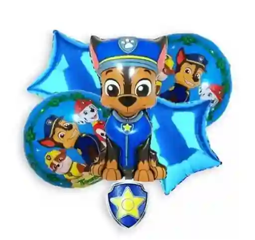 Bouquet De 5 Globos Metalizados Paw Patrol