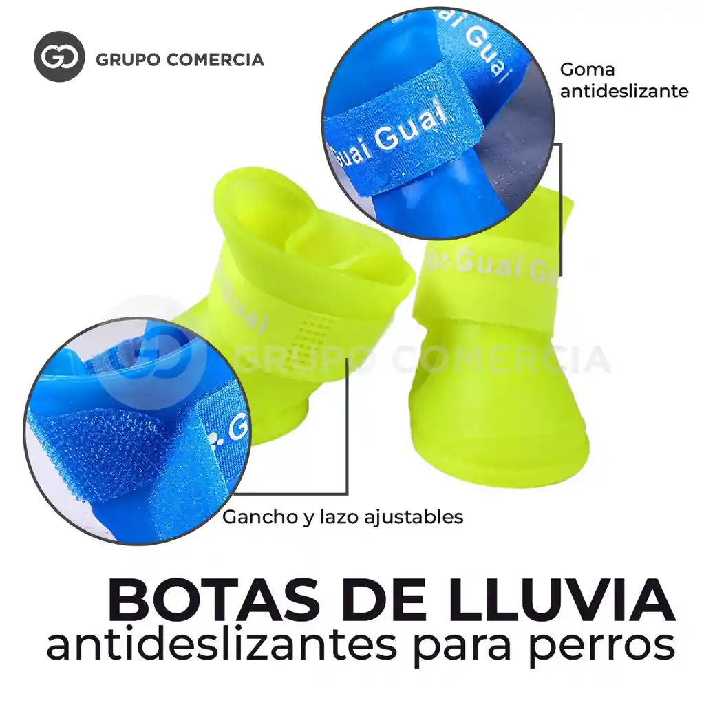 Set 4 Zapatos Botas Impermeables Para Perro Talla M Mediano