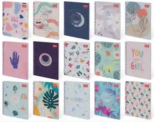 Cuaderno Cuadriculado Scribe Pasta Dura Argollado Mujer 80 Hojas