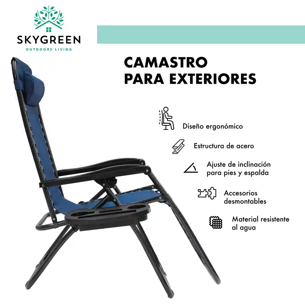 Silla Cama Plegable Asoleadora Jardín Exterior Piscina