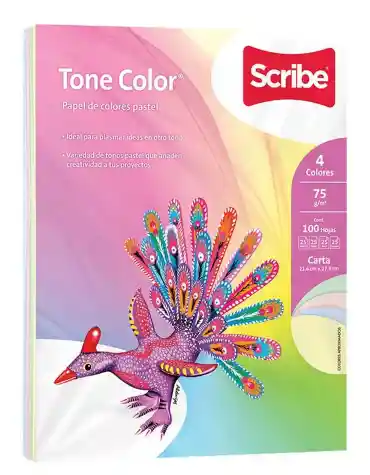 Resma De Papel De Colores Scribe X4 Colores Pastel X100 Hojas