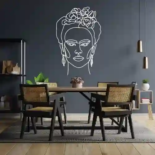 Vinilo Decorativo Frida Kahlo En Lineas