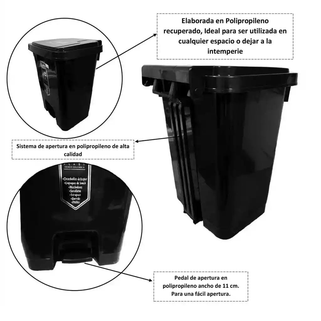 Papelera Grande 53 Litros De Pedal Reglamentaria