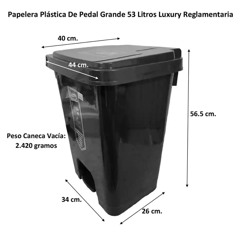 Papelera Grande 53 Litros De Pedal Reglamentaria