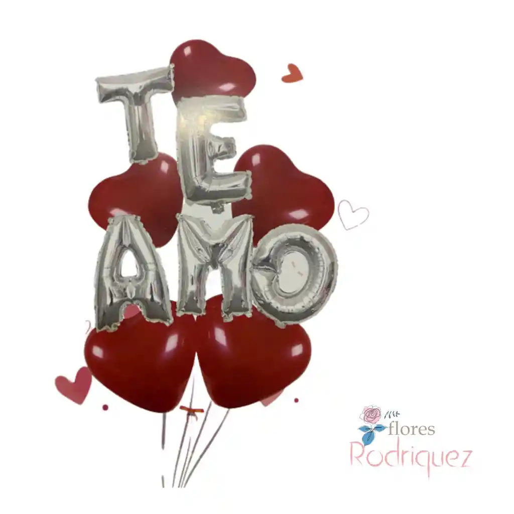 Globos Te Amo Y Corazones Set