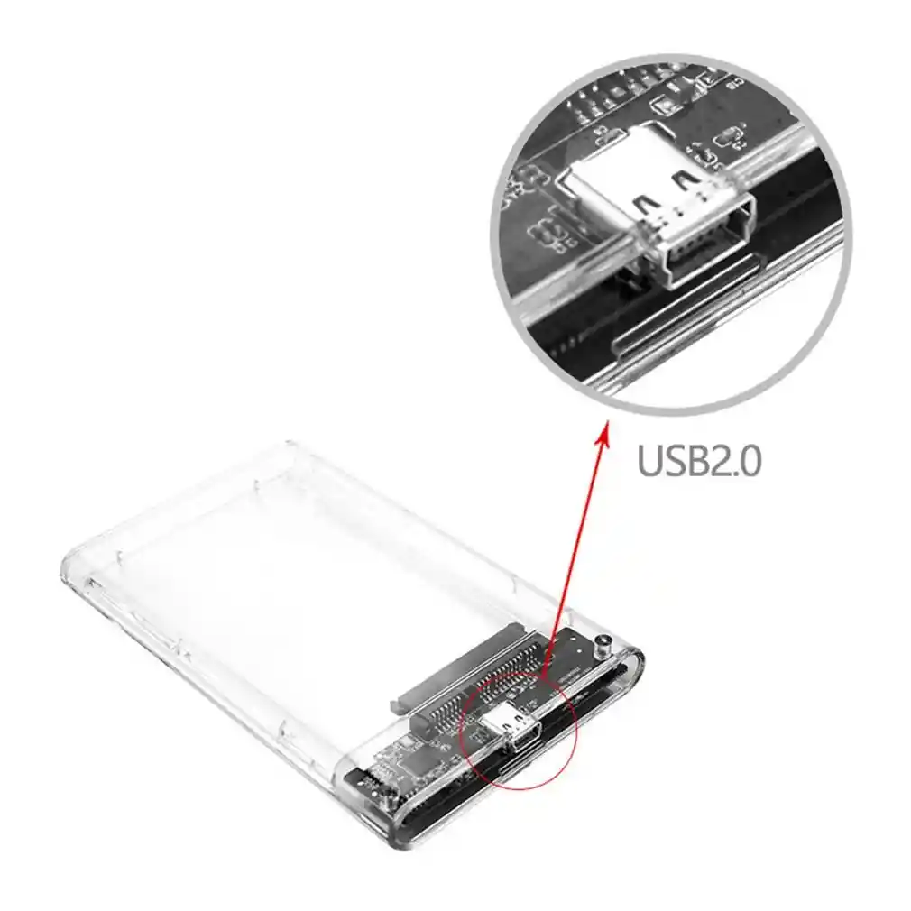 Caja Externa Disco Hdd O Ssd Sata 2.5 A Usb 2.0 Transparente