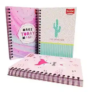 Cuaderno Argollado Cuadros Tamaño 85 Pasta Dura Scribe Master Dama