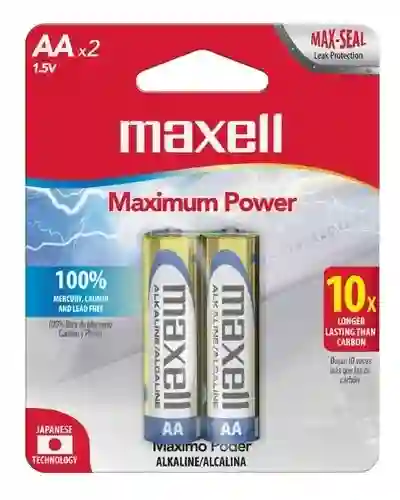 Par Bateria Pila Maxell Alcalina Aa X2 1.5v Duracion Maxima