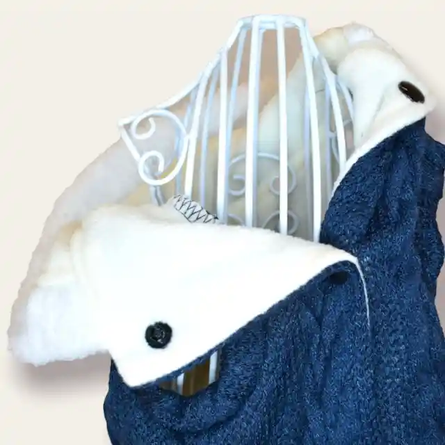 Ropa Para Perro O Gato Saco Sweater Tejido Extrasuave Forrado Azul