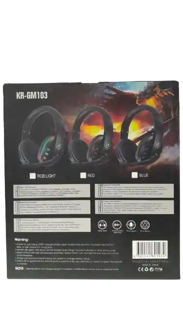 Audífonos Gaming Headset Diadema, Kr-gm103 Rgb Light