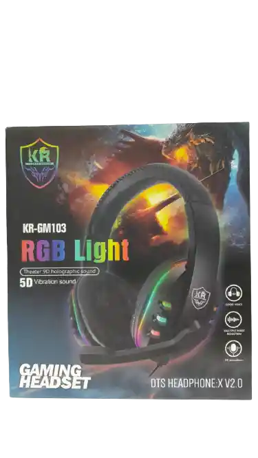 Audífonos Gaming Headset Diadema, Kr-gm103 Rgb Light