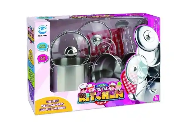 Set De Ollas Metalicas Juguetes De Cocina