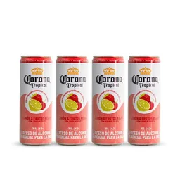 4 Pack Bebida Corona Tropical Limón Y Frutos Rojos Lata 355 Ml
