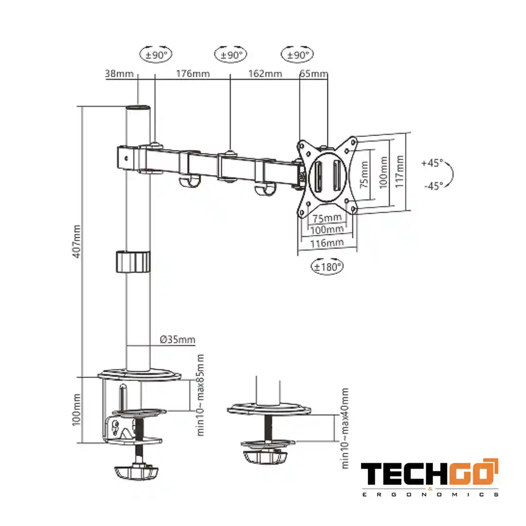 Soporte De Escritorio Tv / Monitor 17~32, Techgo Spm-1103