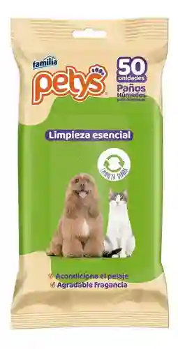 Paños Humedos Para Mascotas Petys Limpieza Esencial * 50 Unidades