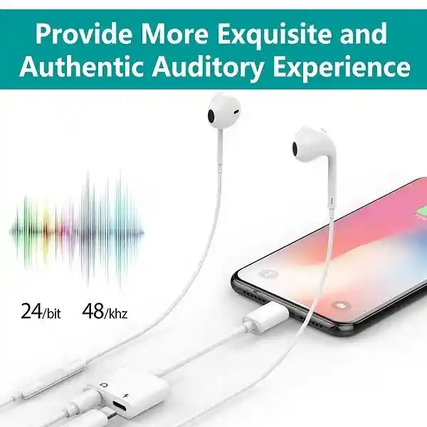 Adaptador Para Iphone Dual Audífonos Lightning Carga