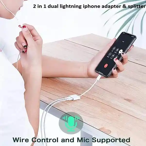 Adaptador Para Iphone Dual Audífonos Lightning Carga